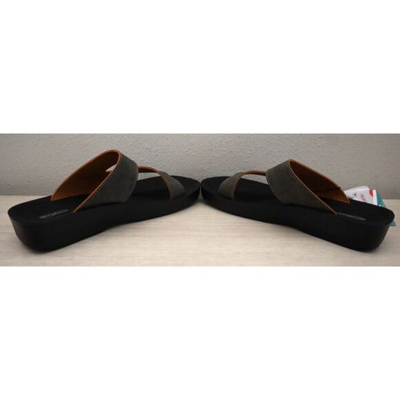 Aerothotic L0342 Women's Sz 8M Gray Vegan Suede Leather Odal Split Toe Sandals - Picture 11 of 16